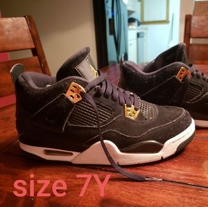 Retro Jordan 4s Motorsport Black and Gold- Suede